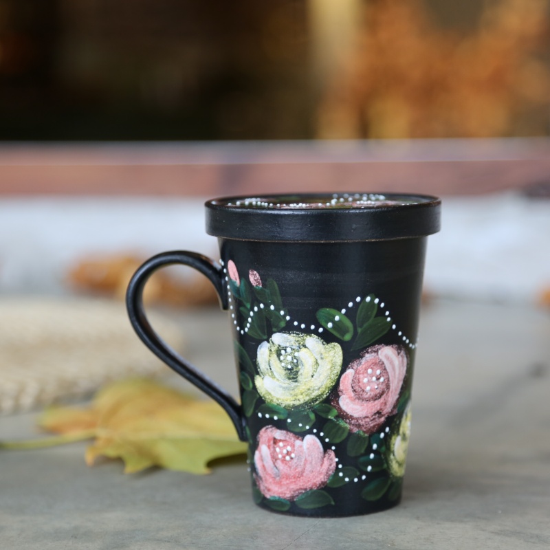 CX0B0218 Elegant Rosé Dotted Heart Mug-70 - Image 1