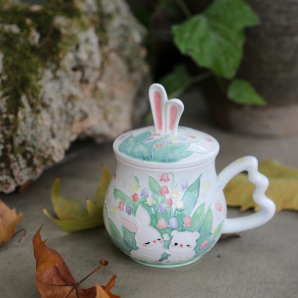 Whimsical Floral Bunny Mug-75